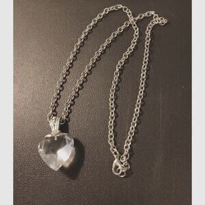 White Spinel 1 Inch Heart Pendant Sterling Silver 925 Bail 20" Rolo Chain IBB